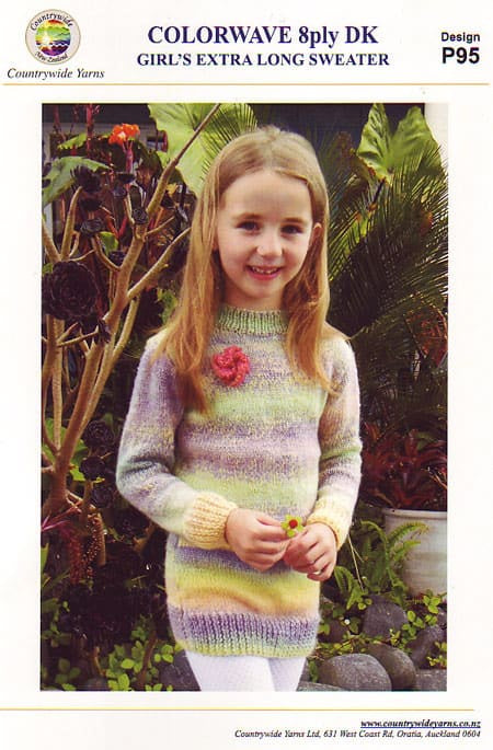 Colorwave 8ply DK Girls Extra Long Sweater Pattern