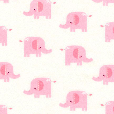 Flannelette Fabric- Pink Elephants