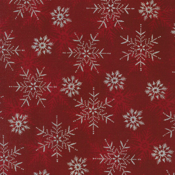 Stof Christmas - Multi Snowflakes - RED/SILVER
