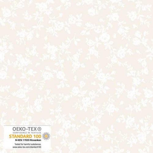 Stof Small Roses- White on Beige