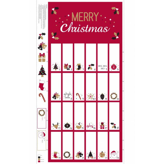 Red and Gold Christmas Advent Calendar Panel
