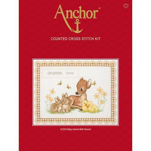 Anchor Cross Stitch Kit - Baby Animal Birth Record