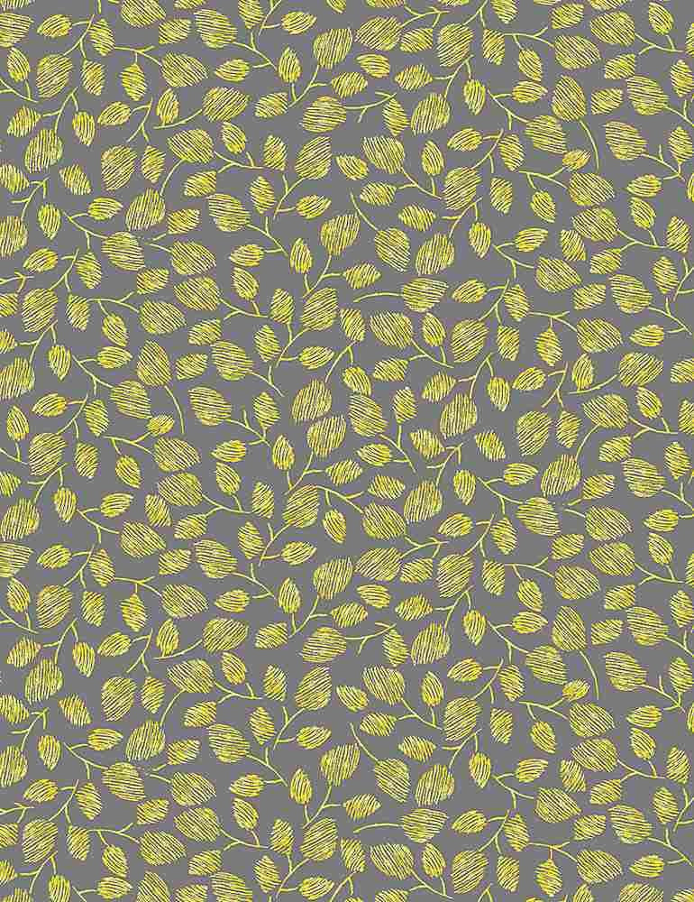 Leaves on Stems - Grey fabric