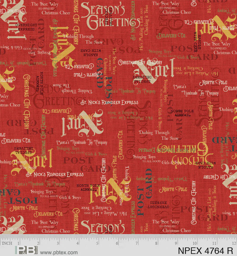 North Pole Express Red Christmas Fabric