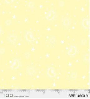 Star Bright Quilts by Cyndi Hershey - Yellow coloured fabric with moon and stars
