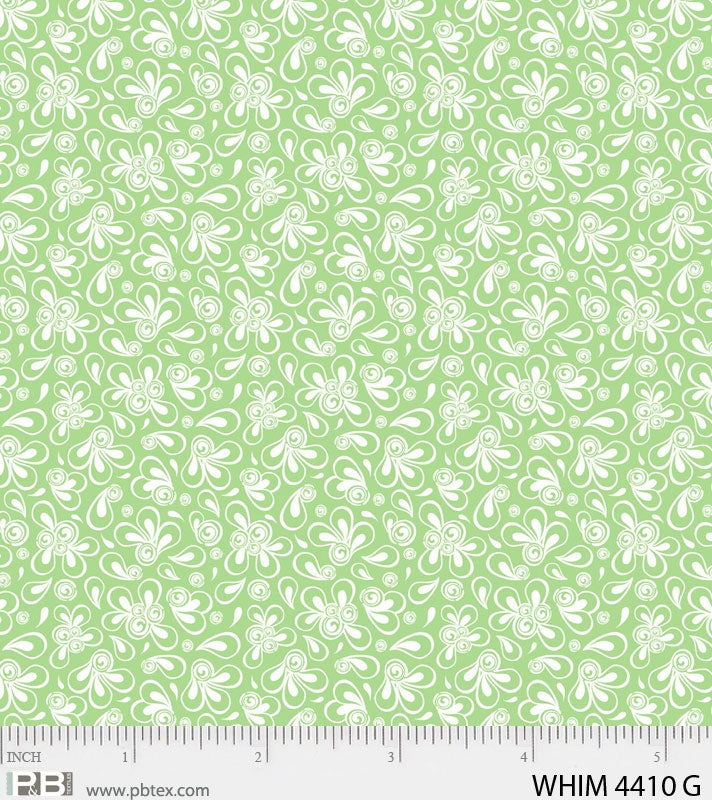 P&B Fabric Whimsy Green Swirl