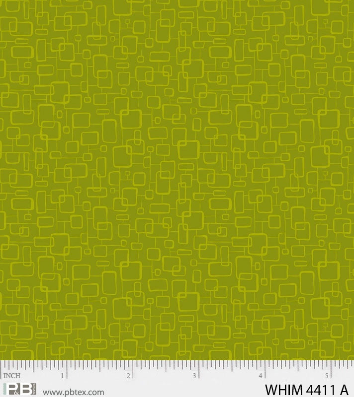 P&B Fabric Whimsy Green Squares