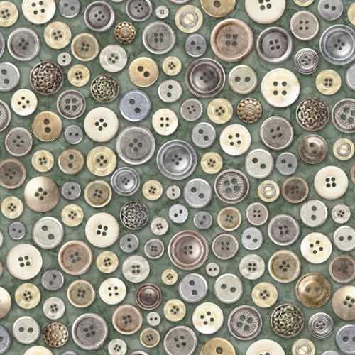 Quilting Treasures - Buttons Green