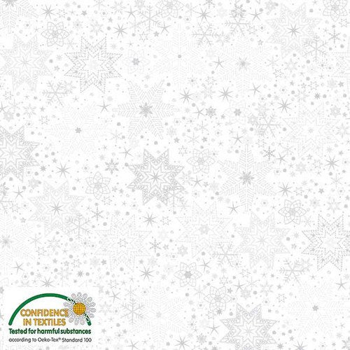 Stof - Large Snowflakes - WHITE/SILVER