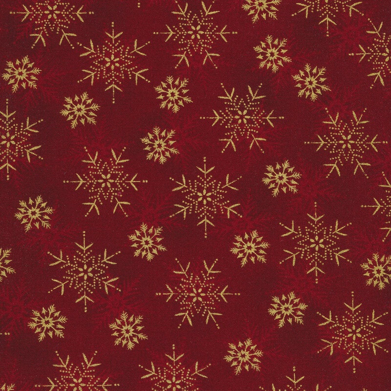 Stof - Large Snowflakes - Red/Gold